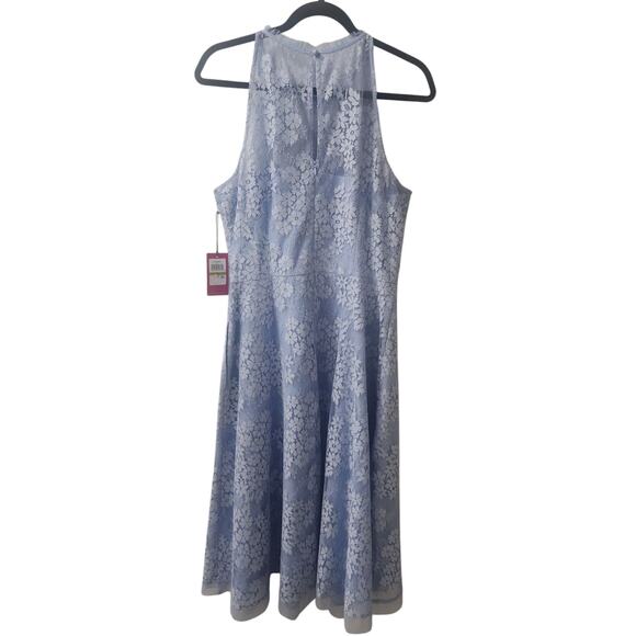 Vince Camuto Blue Lace Halter Neck Dress w/ Pockets Size 14 - Picture 5 of 14